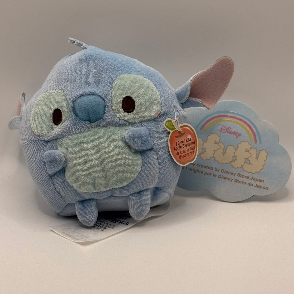 Disney Ufufy Stitch Plush Scented Apple Blossoms Blue Disney Store‎ Japan NWT